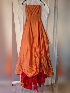 Jessica McClintock Shiny Orange Satin Dress